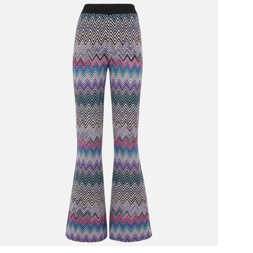 Missoni Zigzag Flared Wool Pants in the iconic chevron print Size IT40 NWT